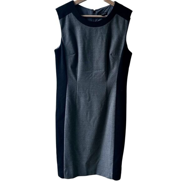 Dresses & Skirts - Ann Taylor Gray & Black Wool Blend Sleeveless Pencil Dress Size 4 corporate chic